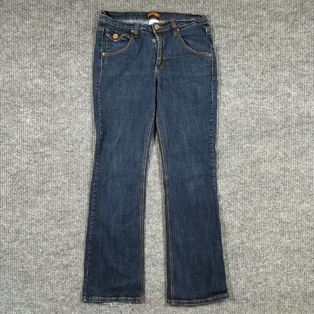 Department of Peace Womens Jeans Size 12 Dark Wash Denim Flap Pocket Mid Rise